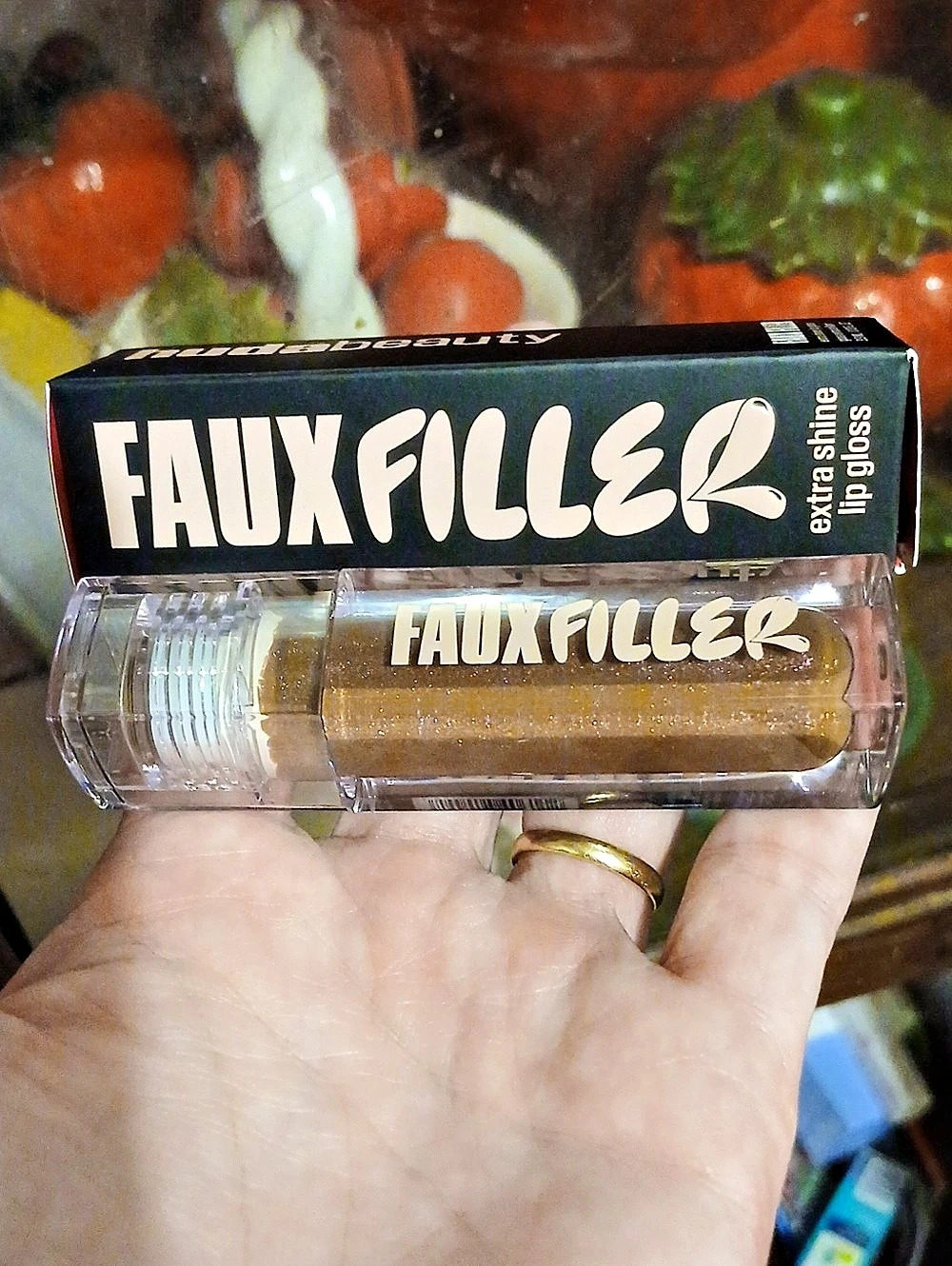 HUDA BEAUTY Faux Filler Extra Shine Lip Gloss in She Fire